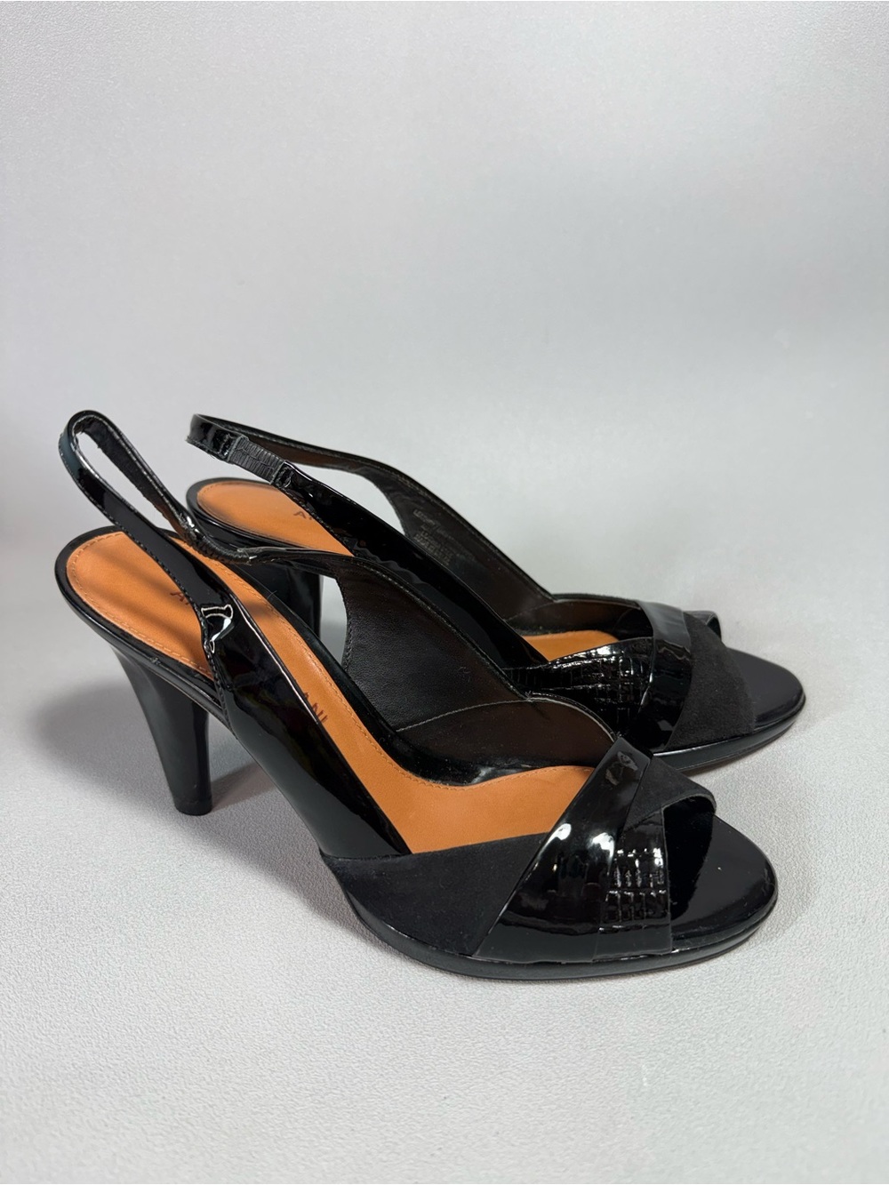 Antonio Melani NEOMY001 Black Patent Leather Peep Toe Pumps